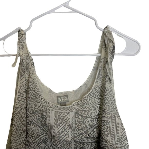 Converse One Star Layered Semi-Sheer Adjustable Tie Straps Grey & White Womens L - Picture 3 of 12